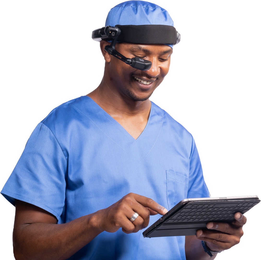 A doctor using AR headset
