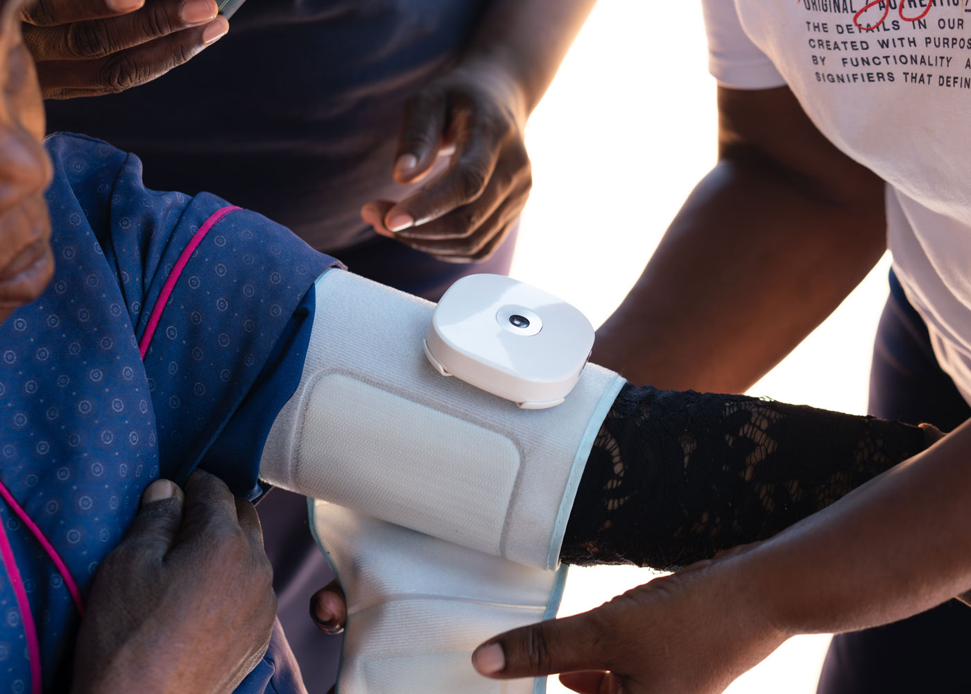 The remote health monitor measuring blood pressure
